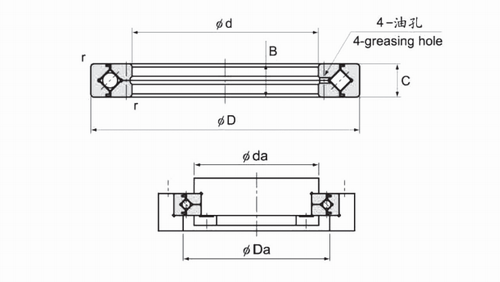 RE系列交叉滾子軸承結(jié)構(gòu)圖