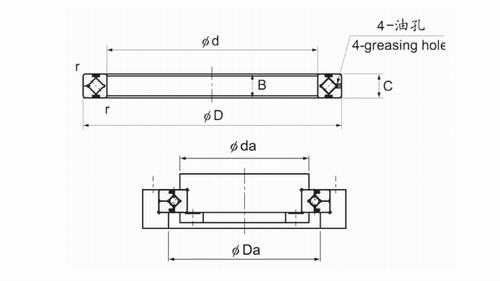 RA系列交叉滾子軸承結構圖